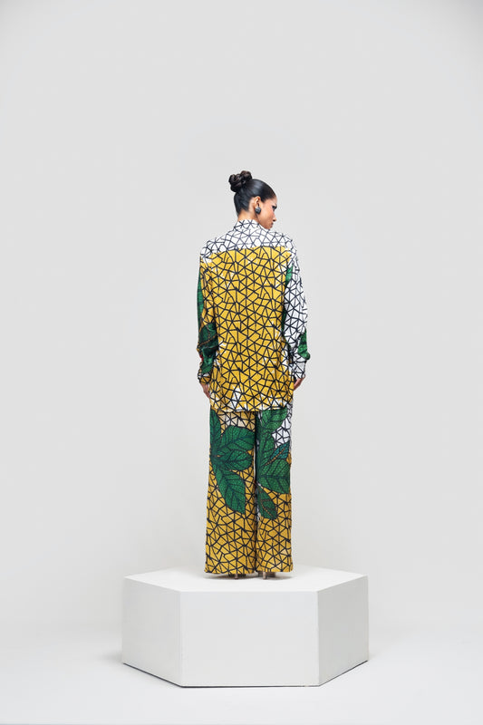 Broken Leaf Co-ord Set – Olive Ivory | IEVA