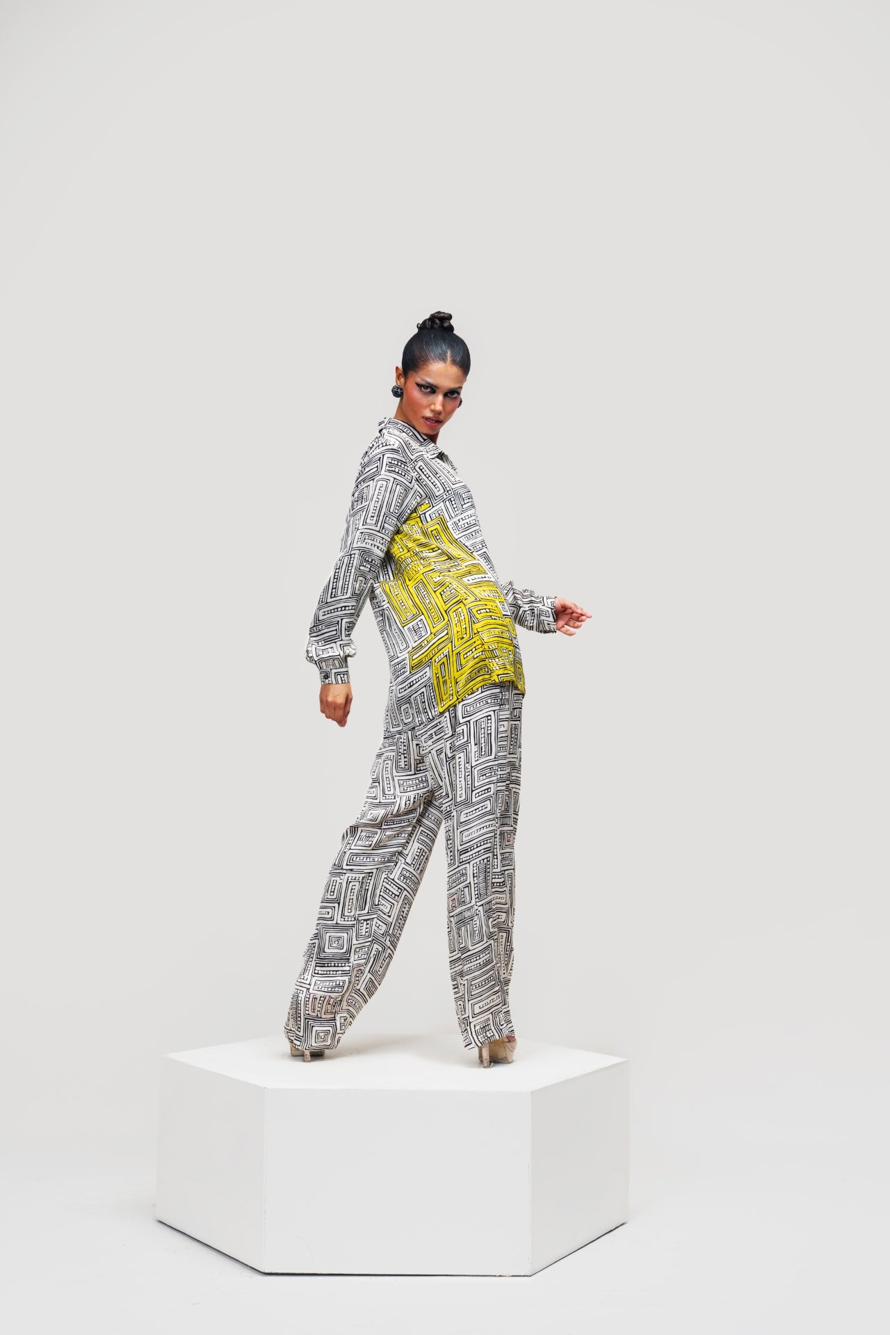 Endless Maze Co-ord Set – Lime Yellow