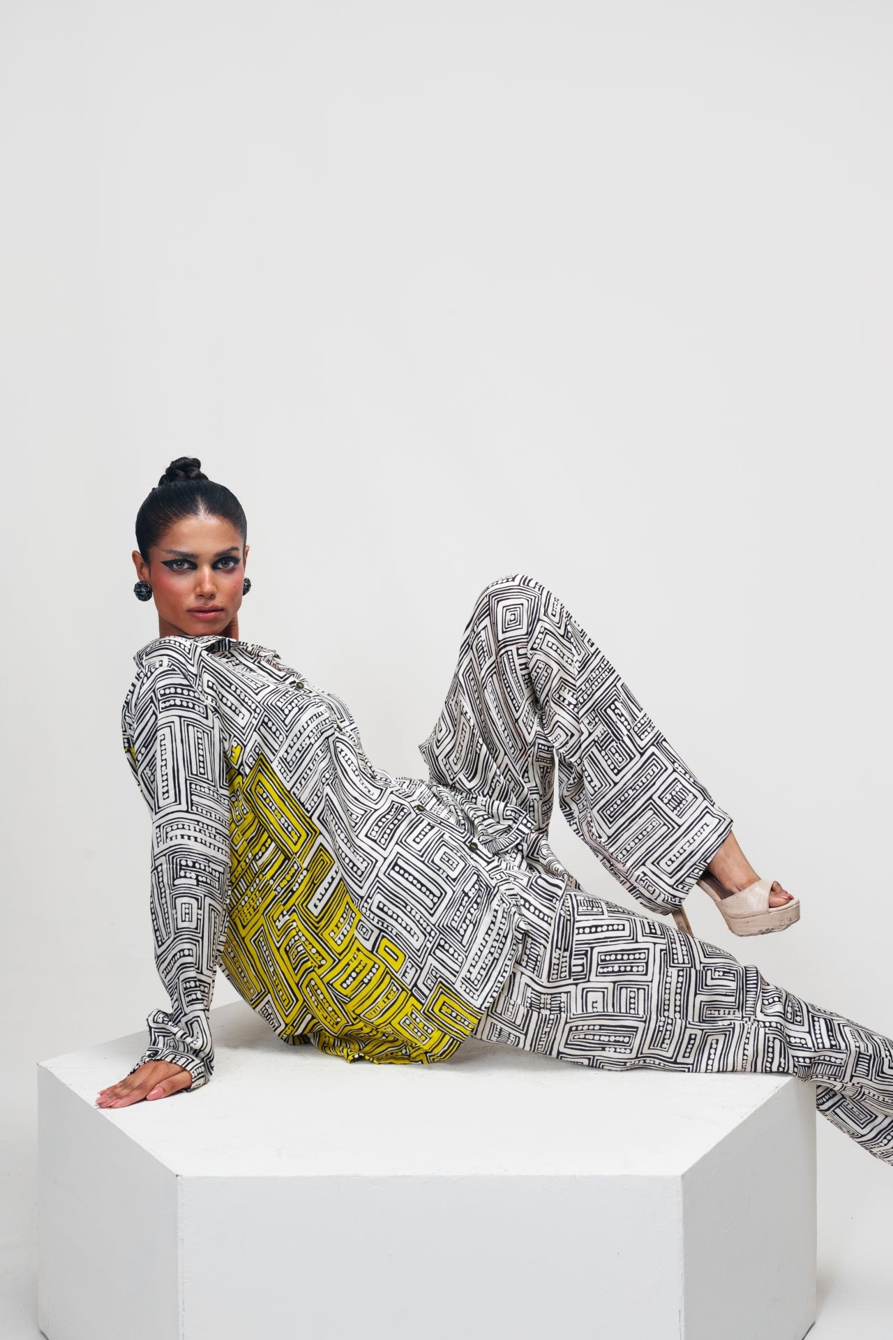 Endless Maze Co-ord Set – Lime Yellow