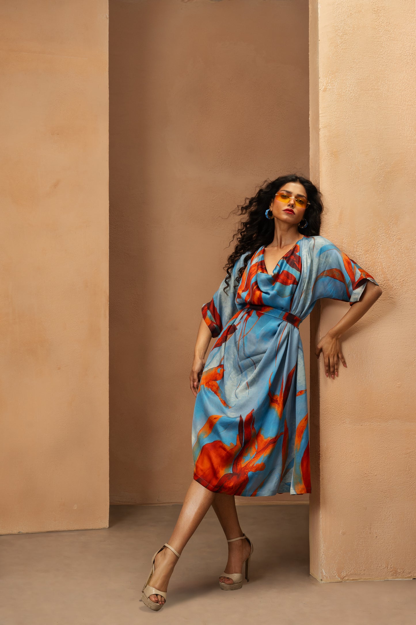 Mist Reverie Cowl Midi Dress