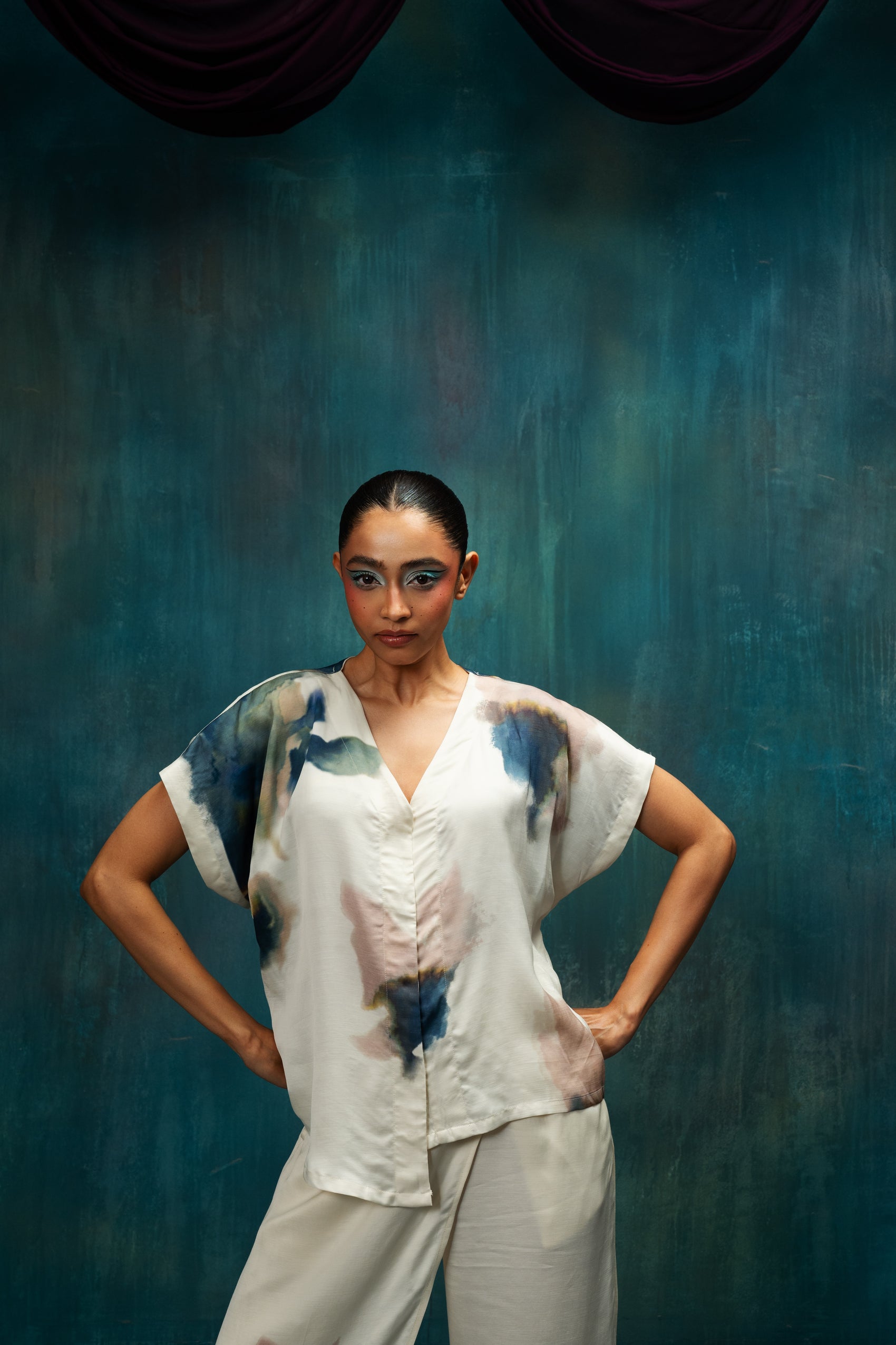 Abstract Petal Drift Co-ord Set – Ivory Blush