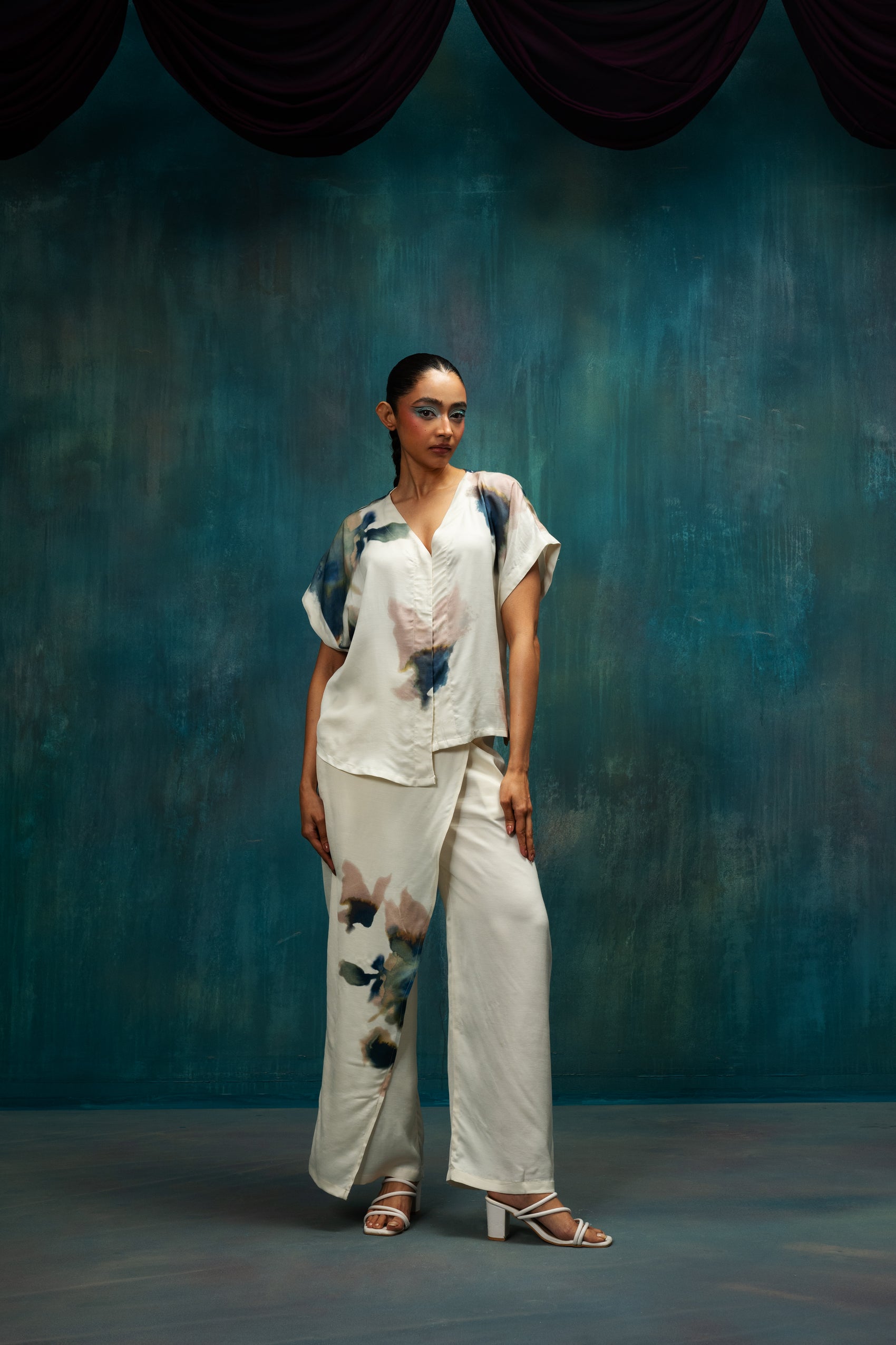 Abstract Petal Drift Co-ord Set – Ivory Blush