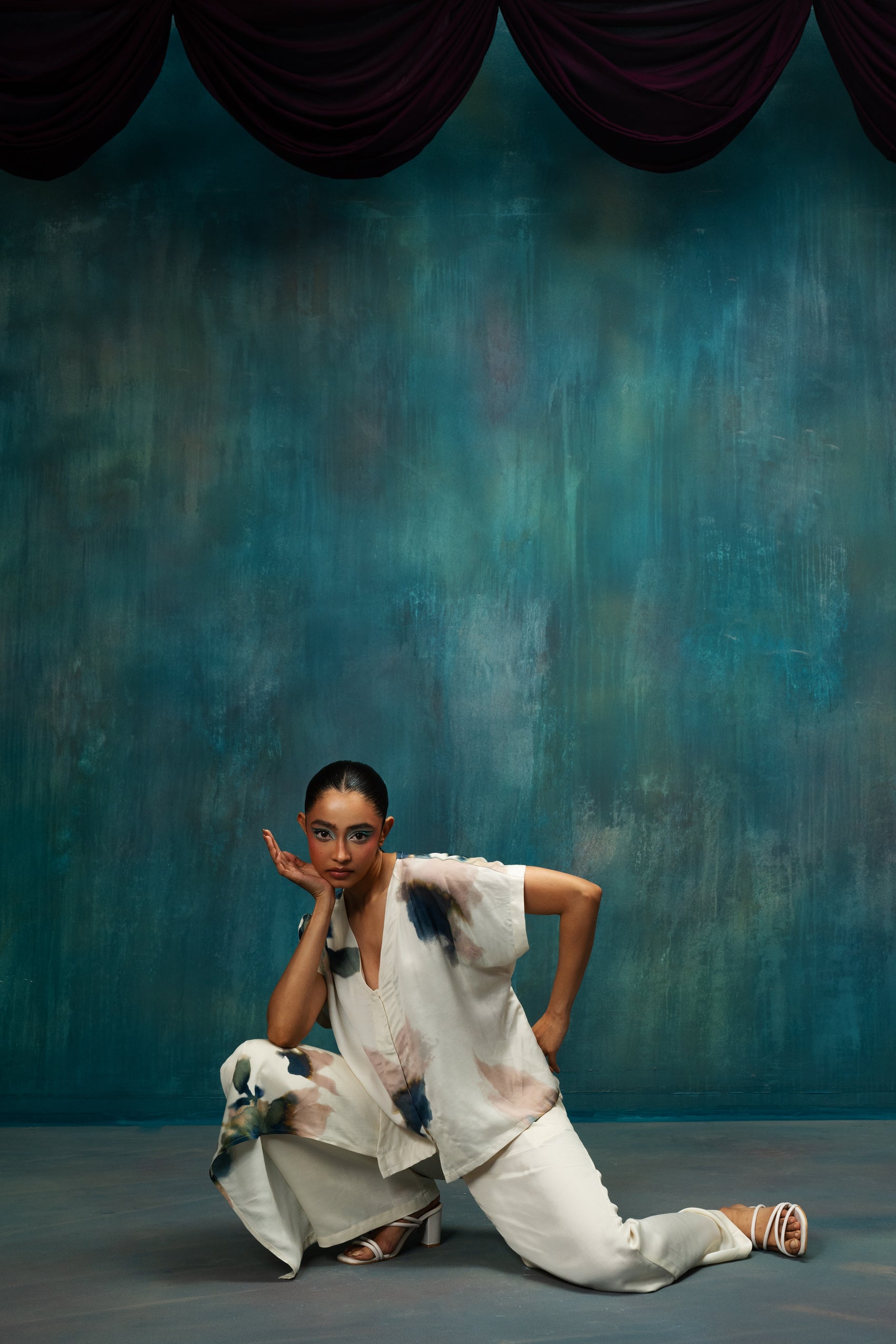 Abstract Petal Drift Co-ord Set – Ivory Blush