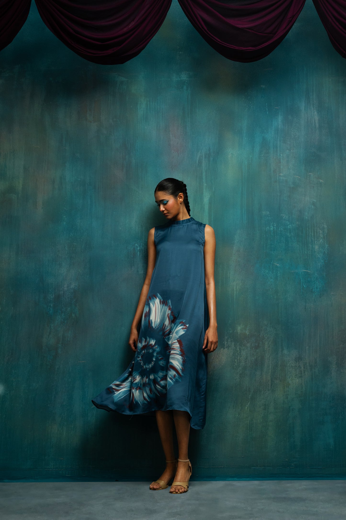 Bloom Flare Midi Dress - Teal