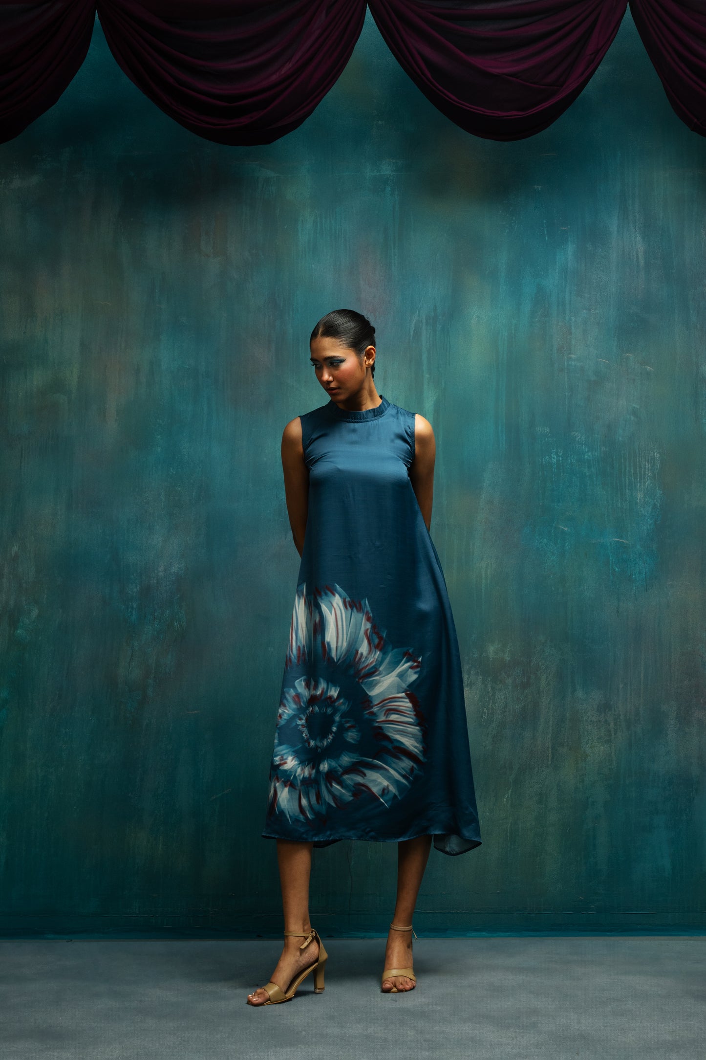 Bloom Flare Midi Dress - Teal