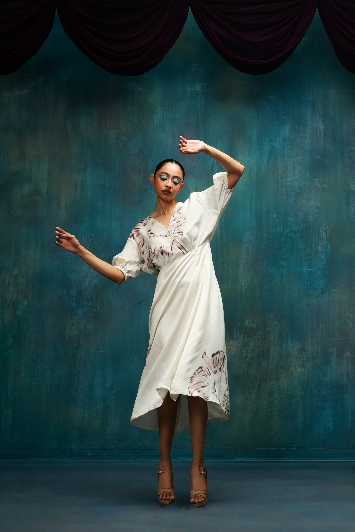 Plume Wrap Midi Dress – Ivory