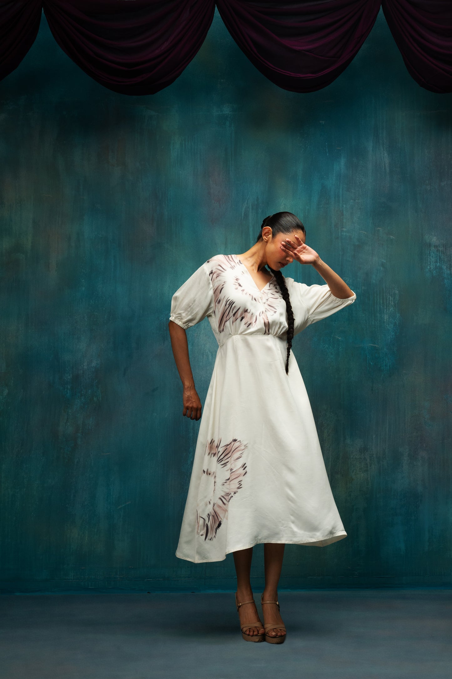 Plume Wrap Midi Dress – Ivory