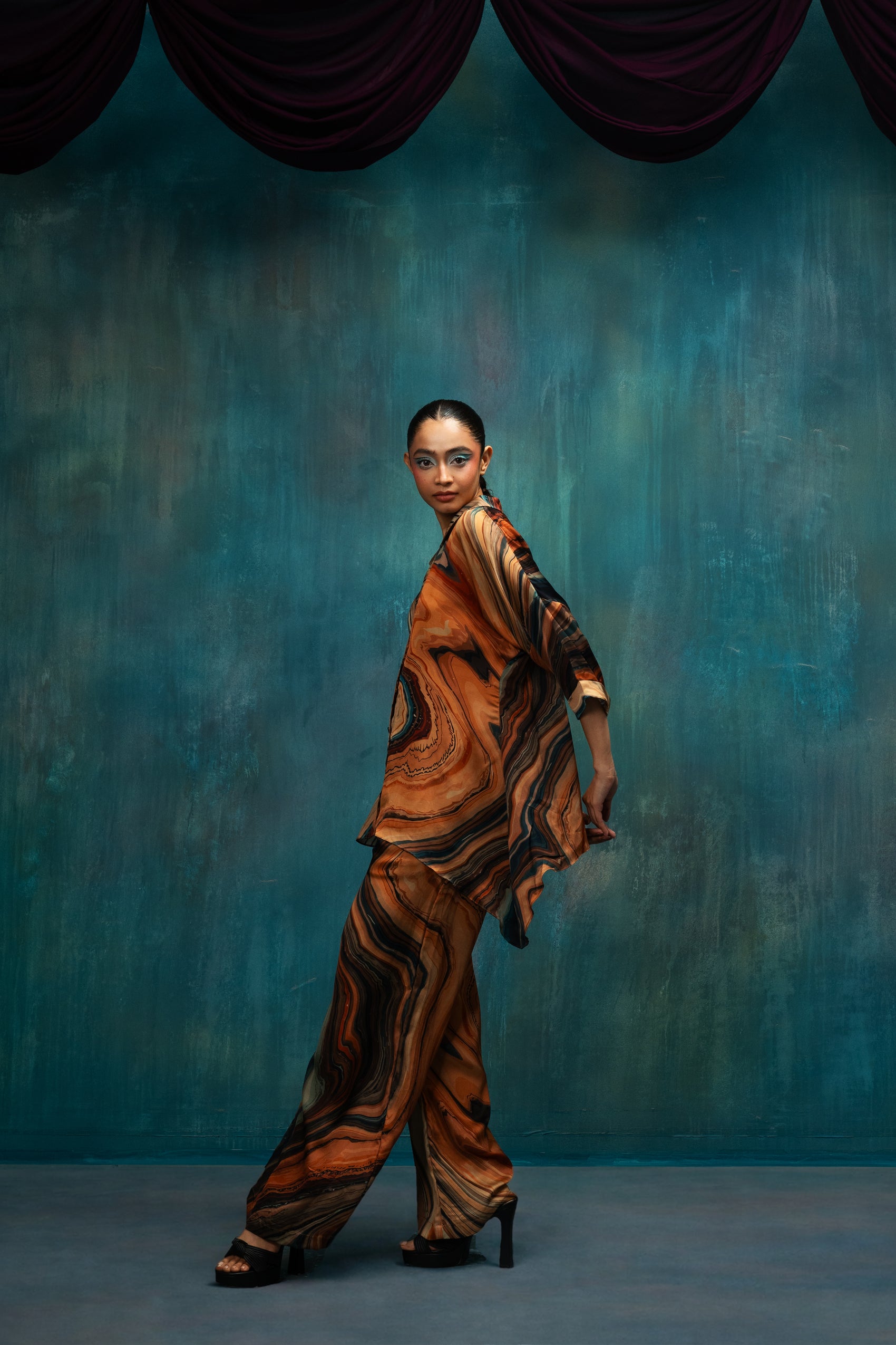 Stone Flow Linen Satin Co-ord Set – Mineral Earth