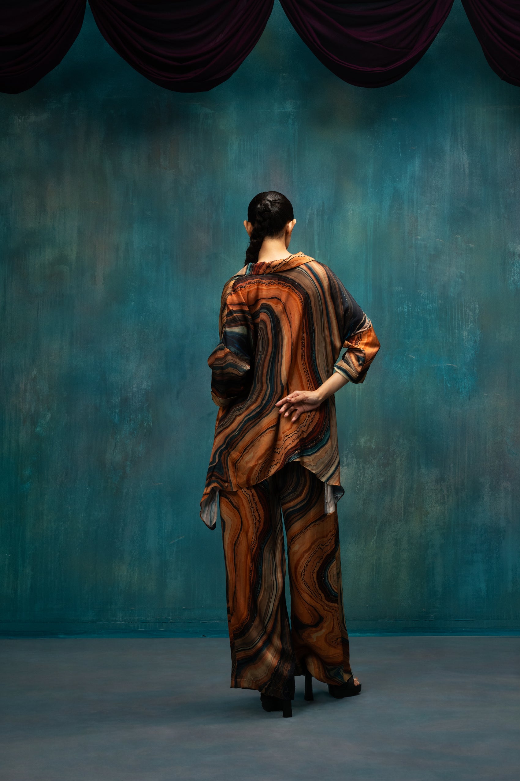 Stone Flow Linen Satin Co-ord Set – Mineral Earth