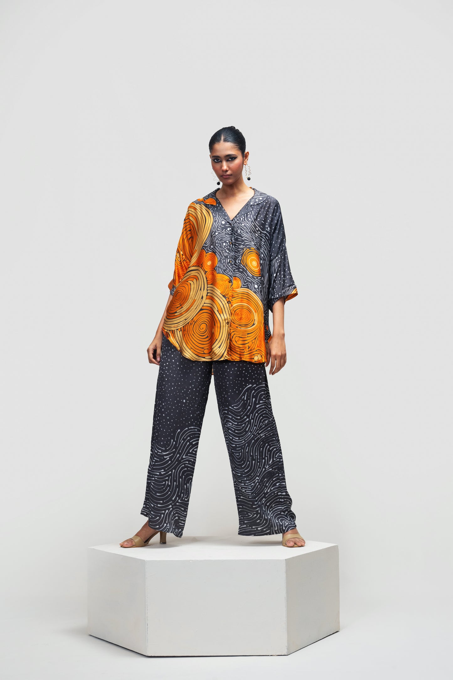 Solar Echo Designer Co-ord Set – Black Orange