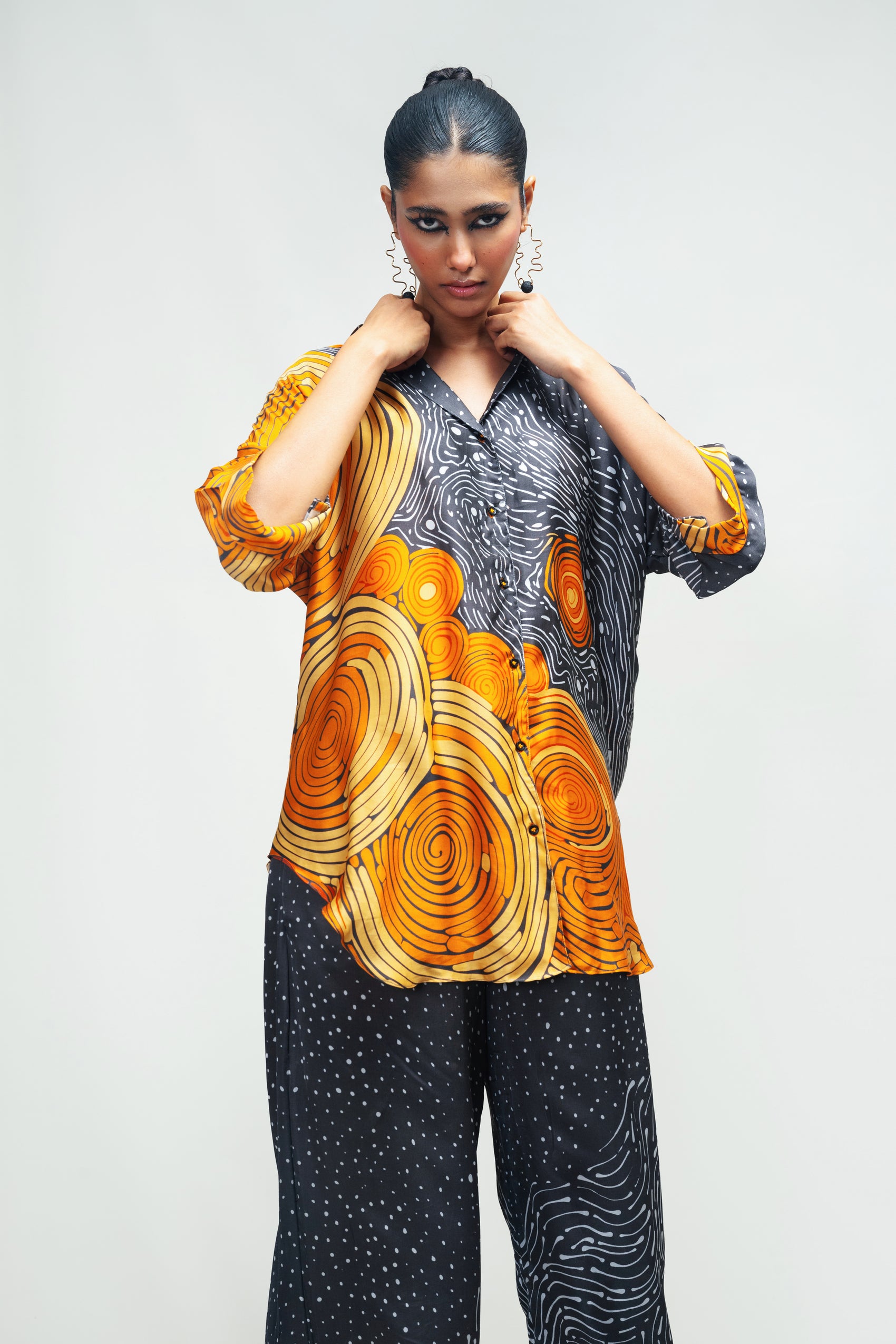 Solar Echo Designer Co-ord Set – Black Orange