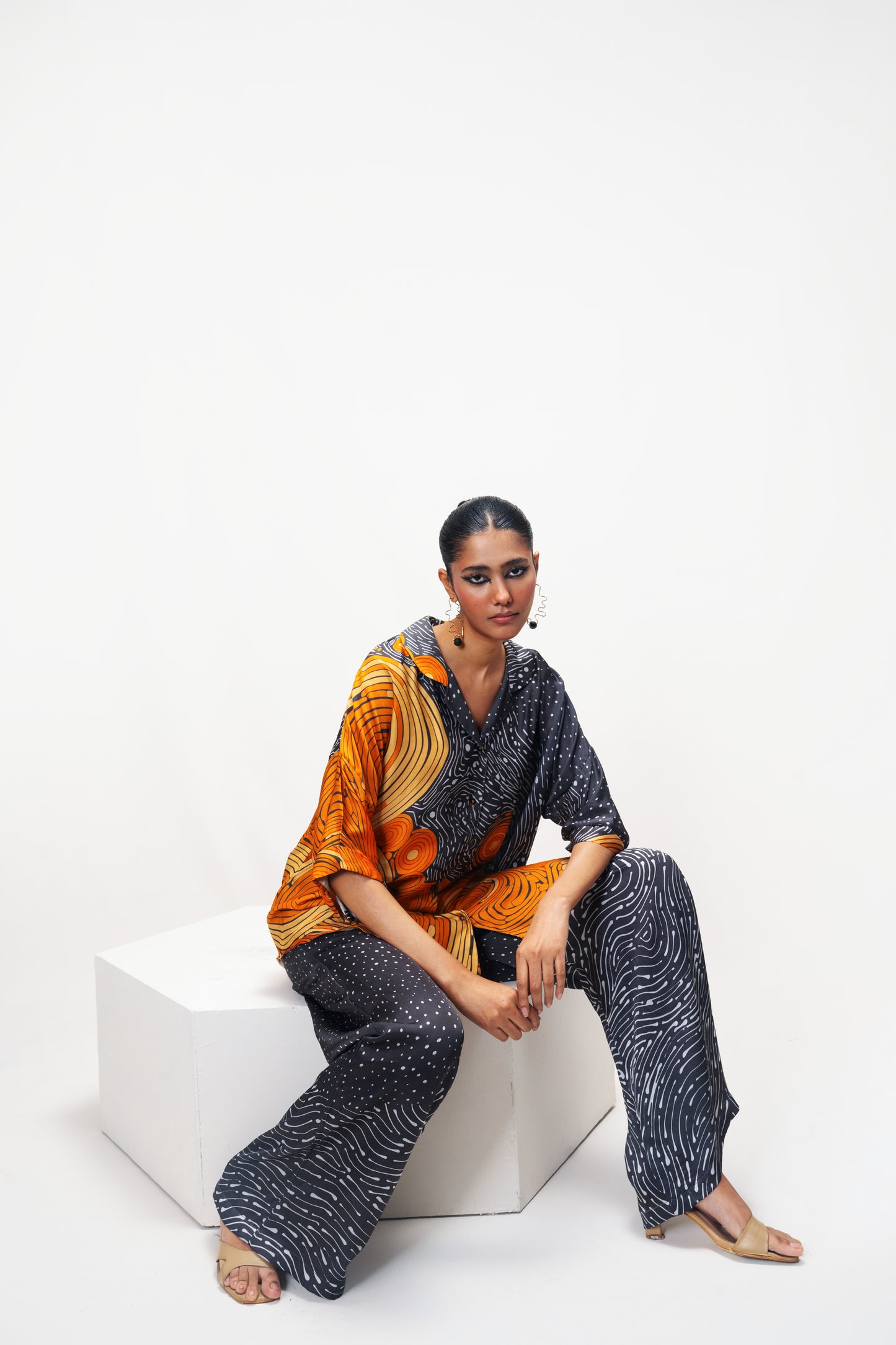 Solar Echo Designer Co-ord Set – Black Orange